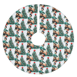Saia Para Árvore De Natal De Poliéster Vintage Cowgirl e Árvore de Natal 2