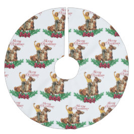 Saia Para Árvore De Natal De Poliéster Vintage Cowgirl No Cavalo Feliz Natal