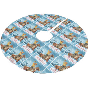 Saia Para Árvore De Natal De Poliéster Vintage Cowgirl No Horse Feliz Natal Inverno