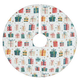 Saia Para Árvore De Natal De Poliéster Vintage de pacotes de presentes de Natal