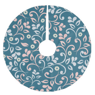 Saia Para Árvore De Natal De Poliéster Vintage Floral Decorativa Padrão Invisível