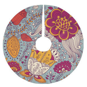 Saia Para Árvore De Natal De Poliéster Vintage Floral Elegante