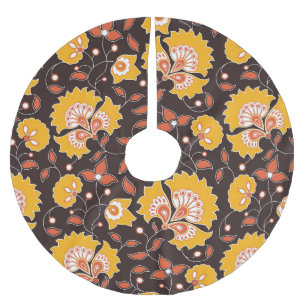 Saia Para Árvore De Natal De Poliéster Vintage Floral Invisível