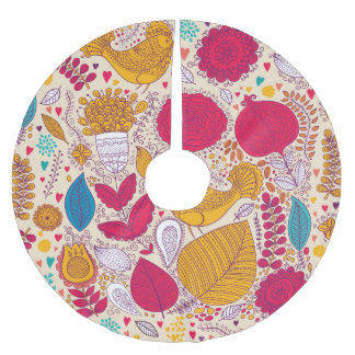 Saia Para Árvore De Natal De Poliéster Vintage Floral Patterno Detalhado Design