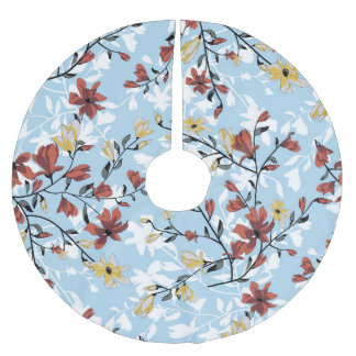 Saia Para Árvore De Natal De Poliéster Vintage Floral: Simples Fundo do Tecido.