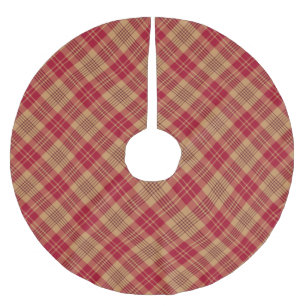 Saia Para Árvore De Natal De Poliéster Vintage gold Red xadrez country farm