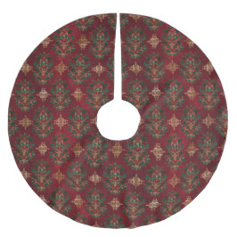 Saia Para Árvore De Natal De Poliéster Vintage Holly Damask Pattern 
