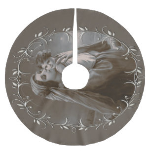 Saia Para Árvore De Natal De Poliéster Vintage Madonna e Child com Silver Frame
