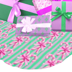 Saia Para Árvore De Natal De Poliéster Vintage Mint Green Pink Candy Natal