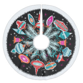 Saia Para Árvore De Natal De Poliéster Vintage Ornaments Com Fundo Preto