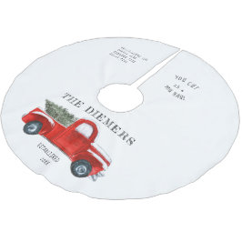 Saia Para Árvore De Natal De Poliéster Vintage Red Truck Nome da Família Árvore