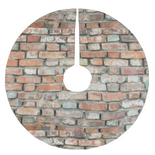 Saia Para Árvore De Natal De Poliéster Vintage Retro Antiga Textura de Parede de Tijolos 