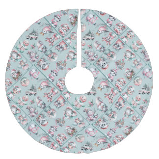 Saia Para Árvore De Natal De Poliéster Vintage Santa & Candy Cane Holiday