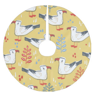 Saia Para Árvore De Natal De Poliéster Vintage Seagull Deixa Padrão Natural