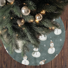 Saia Para Árvore De Natal De Poliéster Vintage Snowmen Neutro de Natal Saga Green