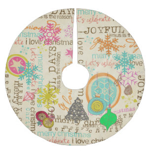 Saia Para Árvore De Natal De Poliéster Vintage Topografia Ornações Feriados, saia