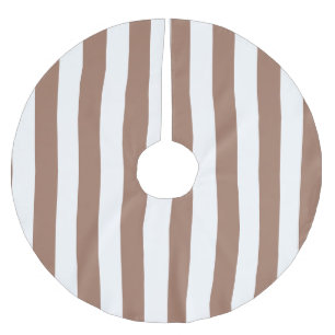 Saia Para Árvore De Natal De Poliéster Vintage Vertical Stripes Mocha Mousse White