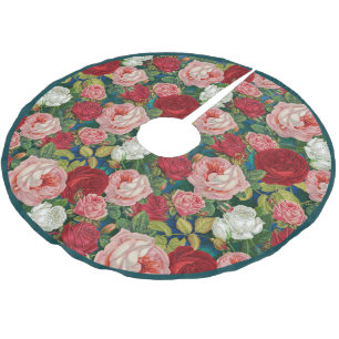 Saia Para Árvore De Natal De Poliéster Vintage Victorian Floral Rosa cor-de-rosa 