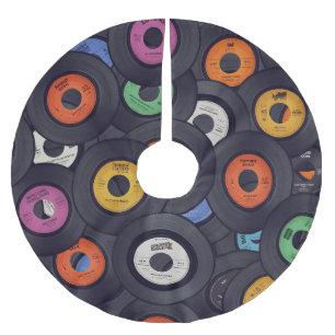Saia Para Árvore De Natal De Poliéster Vintage Vinyl Records Music Background