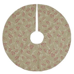 Saia Para Árvore De Natal De Poliéster Vintagem do padrão foliar de ouro do campo de faze