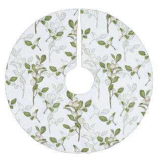 Saia Para Árvore De Natal De Poliéster Watercolor Mistletooe Winter Plant Sem Olhos Padrã