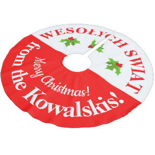 Saia Para Árvore De Natal De Poliéster Wesolych Swiat polonês-americano Feliz Natal