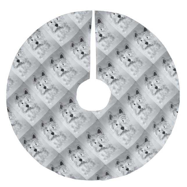 Saia Para Árvore De Natal De Poliéster West Highland White Terrier (Frente)