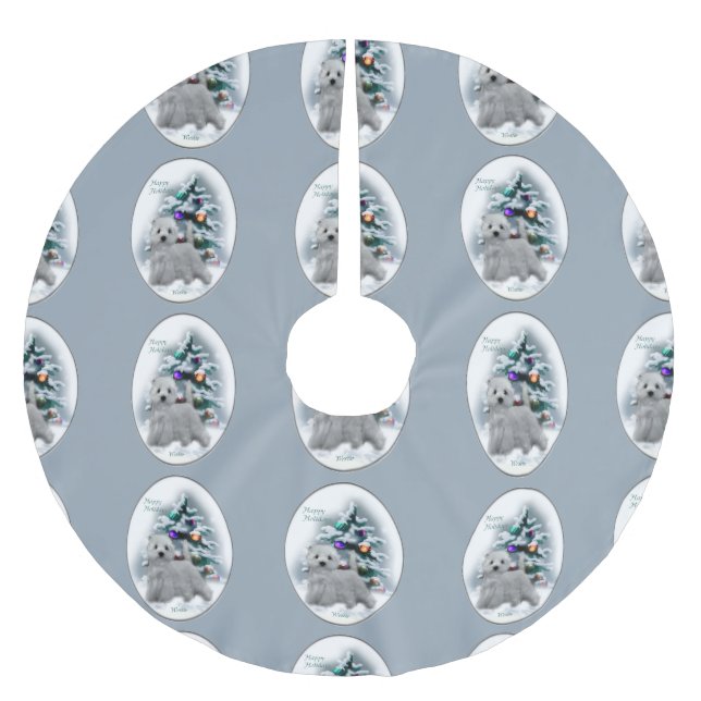 Saia Para Árvore De Natal De Poliéster West Highland White Terrier Natal (Frente)
