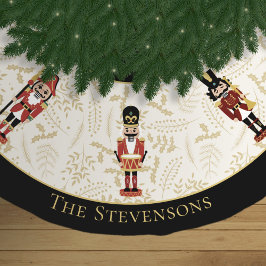 Saia Para Árvore De Natal De Poliéster Whimsical Nutcracker Black and Beige Christmas