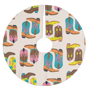 Saia Para Árvore De Natal De Poliéster Wild West Cowboy Boots: Padrão de Conceito de Moda