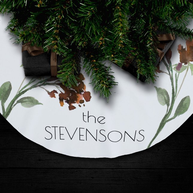 Saia Para Árvore De Natal De Poliéster Wildbloom | Terracotta Orange Bohemian Personaliza (Criador carregado)