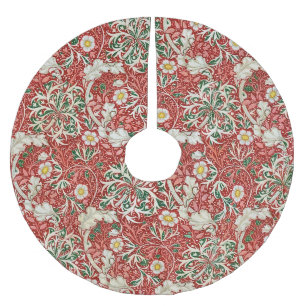 Saia Para Árvore De Natal De Poliéster William Morris Algas Flor Antigo Vermelho Verde