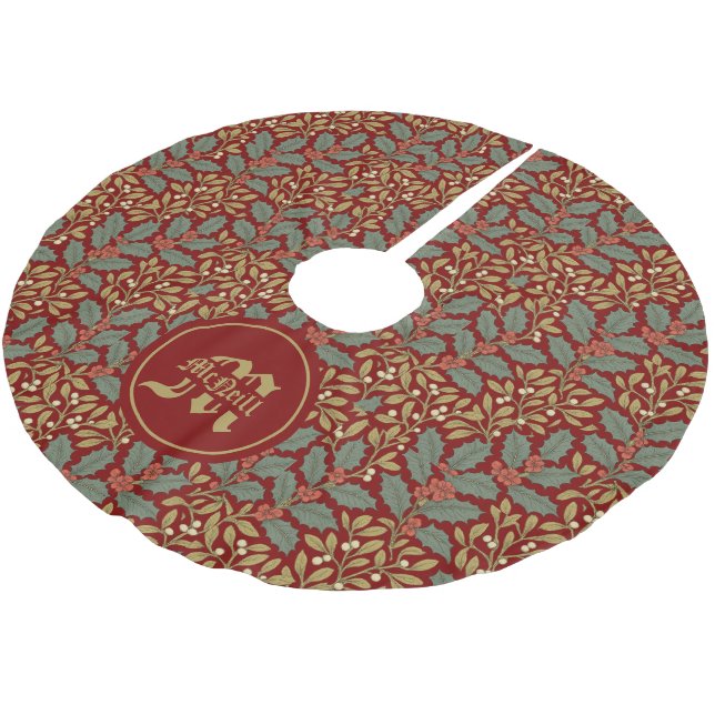 Saia Para Árvore De Natal De Poliéster William Morris Inspirou Holly & Mistletoe (Inclinado)