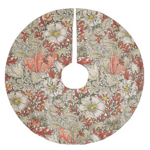 Saia Para Árvore De Natal De Poliéster William Morris Primavera Compton Flor Vintage Verm