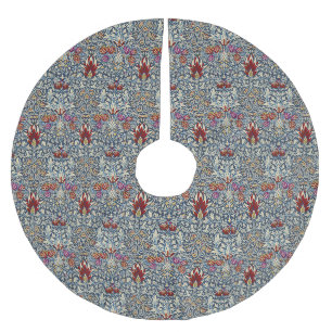 Saia Para Árvore De Natal De Poliéster William Morris Snakeshead Clássico Floral Azul Esc
