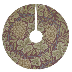 Saia Para Árvore De Natal De Poliéster William Morris Vine Grape Red Green Art