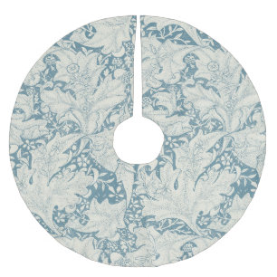 Saia Para Árvore De Natal De Poliéster William Morris Wallflower Blue damask