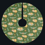 Saia Para Árvore De Natal De Poliéster Winter Cottagecore Sleing Fox Green<br><div class="desc">Branca e doce,  esta saia-árvore apresenta raposas-dormentes enroladas com floral de floresta em fundo verde. Um encantador suplemento para os feriados</div>