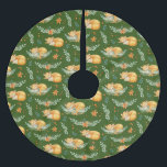 Saia Para Árvore De Natal De Poliéster Winter Cottagecore Sleing Fox Green<br><div class="desc">Branca e doce,  esta saia-árvore apresenta raposas-dormentes enroladas com floral de floresta em fundo verde. Um encantador suplemento para os feriados</div>
