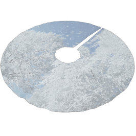 Saia Para Árvore De Natal De Poliéster Winterlandschaft Schnee Eis Baum Schneeflocken