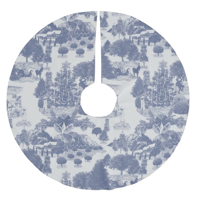 Saia Para Árvore De Natal De Poliéster Wonderland de inverno azul (Frente)