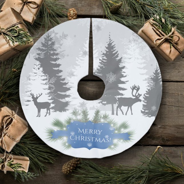 Saia Para Árvore De Natal De Poliéster Wonderland Tree Skirt - Azul (Blue Winter Wonderland Christmas Tree Skirt)