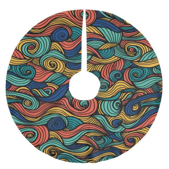 Saia Para Árvore De Natal De Poliéster Wool Topped paisley (Frente)