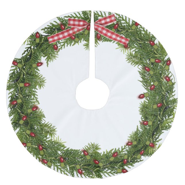 Saia Para Árvore De Natal De Poliéster Wreath de Natal em Branco (Frente)