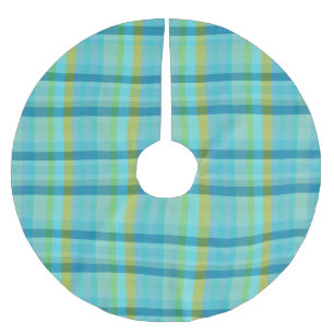 Saia Para Árvore De Natal De Poliéster Xadrez azul por Shirley Taylor