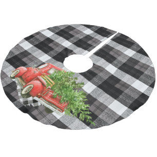 Saia Para Árvore De Natal De Poliéster Xadrez B de Baffalos de Caminhão XMAS da Camisa P