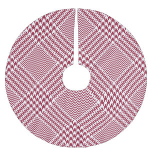 Saia Para Árvore De Natal De Poliéster Xadrez de Glen Branco Vermelho: Tartan Torcido
