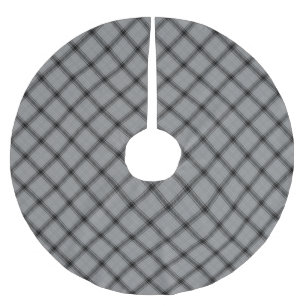 Saia Para Árvore De Natal De Poliéster Xadrez diagonal vintage preto cinza branco