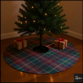 Saia Para Árvore De Natal De Poliéster Xadrez Escuro Clássico Tartan Verde Vermelho