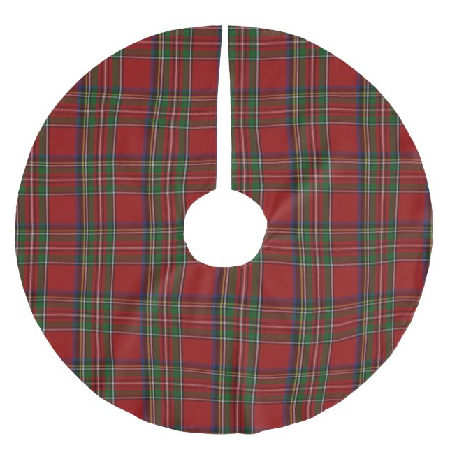 Saia Para Árvore De Natal De Poliéster Xadrez Real Stewart Tartan (Frente)